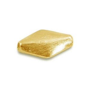 18K gold overlay 3D rhombus shape brushed bead handcrafted in India for wholesale jewelry making