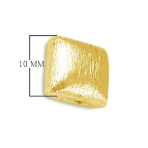 18K gold overlay 3D square shape brushed bead handcrafted in India for wholesale jewelry making