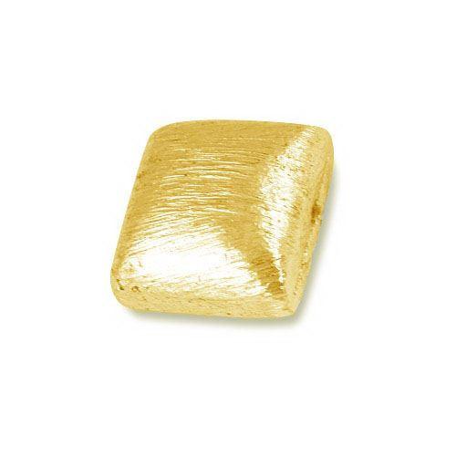 18K gold overlay 3D square shape brushed bead handcrafted in India for wholesale jewelry making