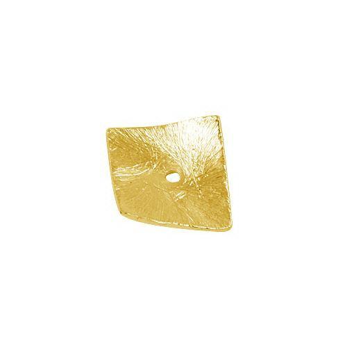 18K gold overlay 3D wavy square shape brushed bead handcrafted in India for wholesale jewelry making