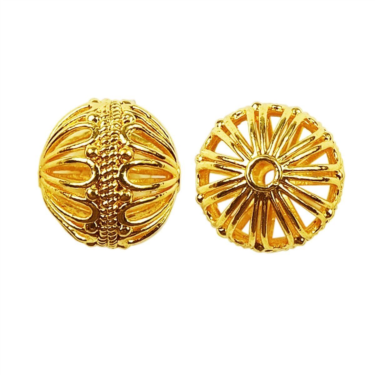 18K gold overlay filigree round shape bead handcrafted in India for wholesale jewelry making