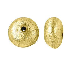 18K gold overlay 3D dome shape brushed bead handcrafted in India for wholesale jewelry making
