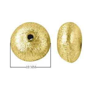 18K gold overlay 3D dome shape brushed bead handcrafted in India for wholesale jewelry making