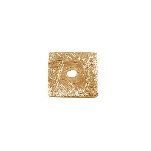 18K gold overlay flat square shape brushed bead handcrafted in India for wholesale jewelry making