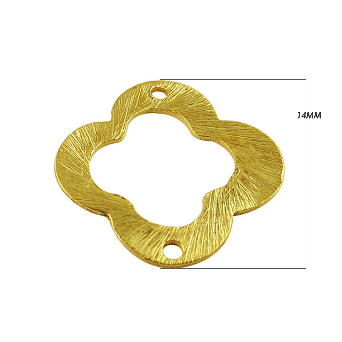 “Handcrafted flower shape connector with brushed 18K Gold Overlay Over Copper from India.”