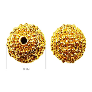 Handcrafted round filigree bead with 18K Gold Overlay Over Copper from India