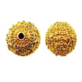 Handcrafted round filigree bead with 18K Gold Overlay Over Copper from India