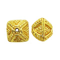 Handcrafted square filigree bead with 18K Gold Overlay Over Copper from India