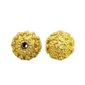 Handcrafted round textured bead with 18K Gold Overlay Over Copper from India