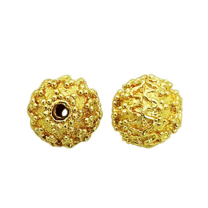 Handcrafted round textured bead with 18K Gold Overlay Over Copper from India