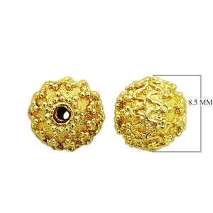 Handcrafted round textured bead with 18K Gold Overlay Over Copper from India