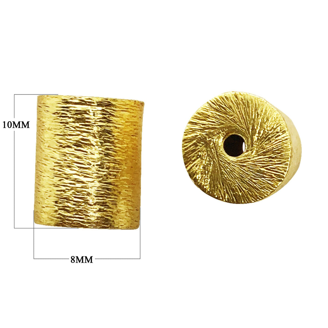 BG-264 18K Gold Overlay Cylinder Shape Brushed Bead Beads Bali Designs Inc 
