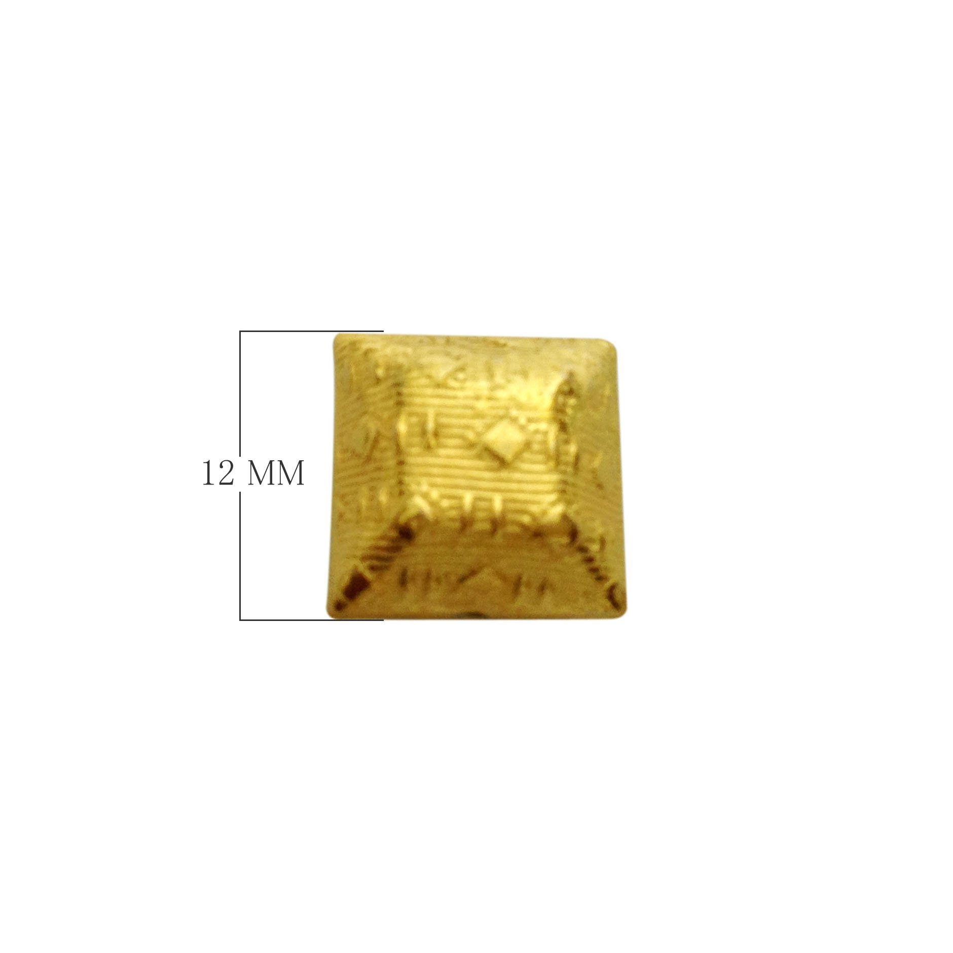 Handcrafted pyramid shape embossed bead with 18K Gold Overlay Over Copper from India