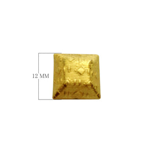 Handcrafted pyramid shape embossed bead with 18K Gold Overlay Over Copper from India