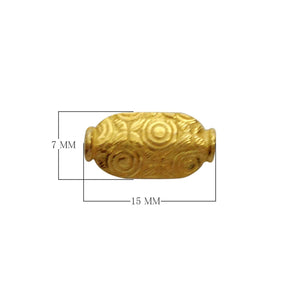 Handcrafted oval barrel bead with engraved circular texture made from 18K Gold Overlay Over Copper in India for wholesale jewelry making.