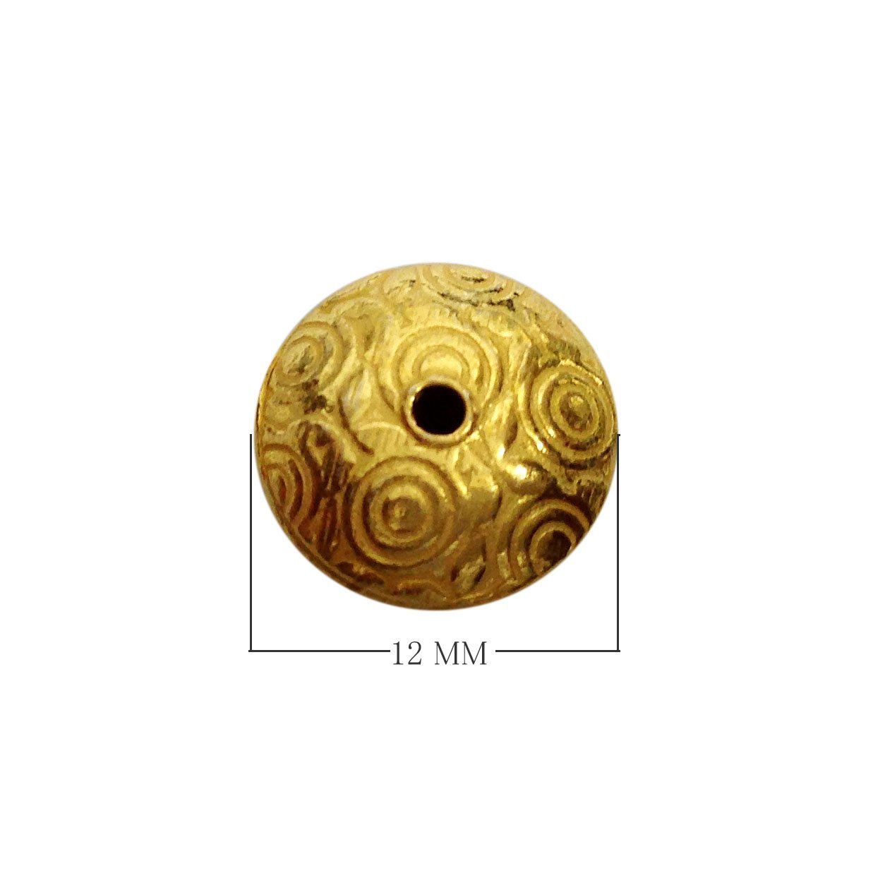 Handcrafted round engraved bead made from 18K Gold Overlay Over Copper in India for wholesale jewelry manufacturing.