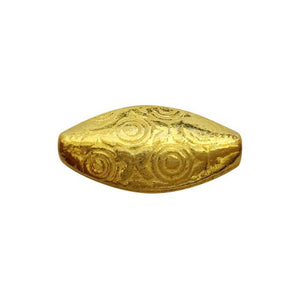 Handcrafted oval engraved bead made from 18K Gold Overlay Over Copper in India for wholesale jewelry manufacturing.