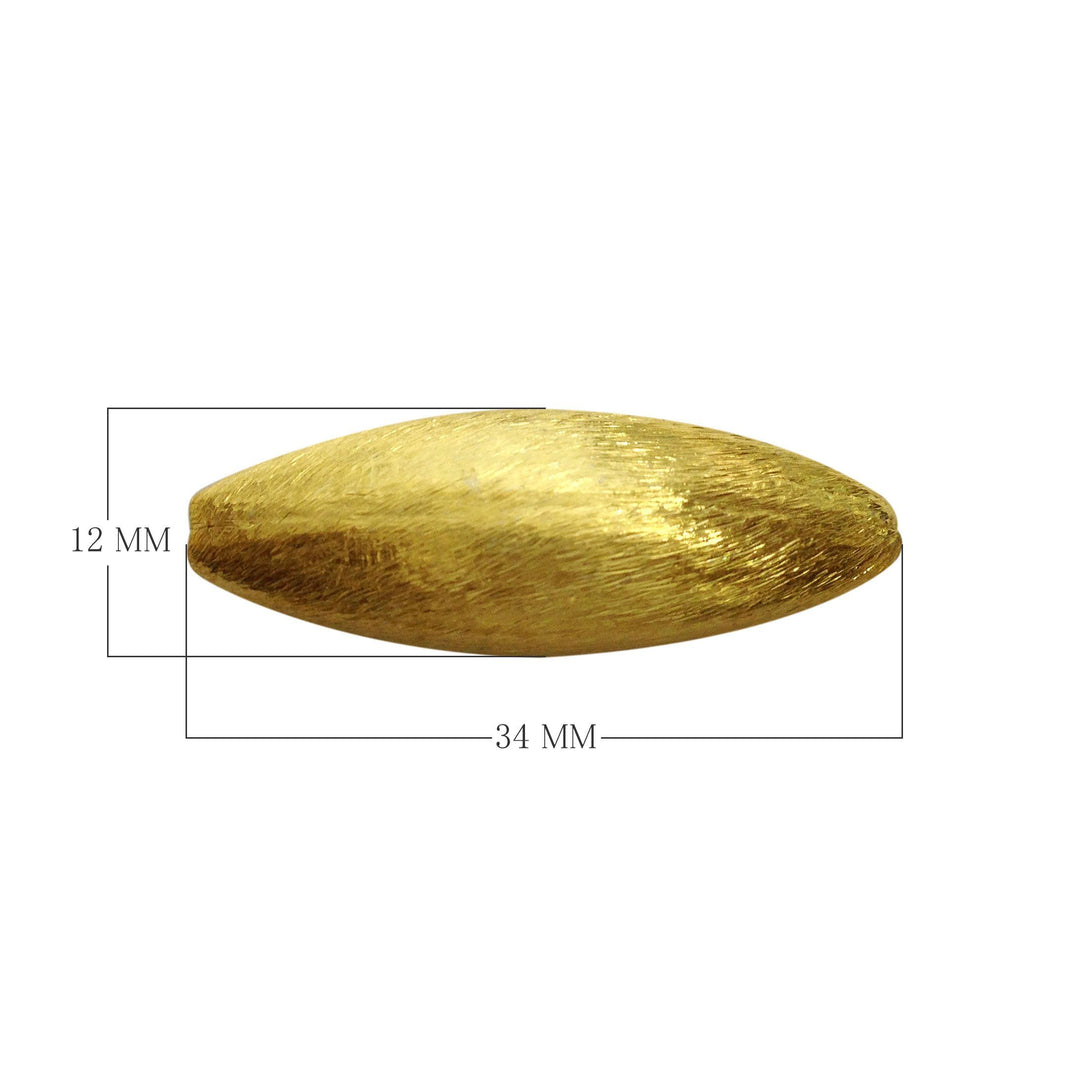 BG-322 18K Gold Overlay Marquise Shape Brushed Bead Beads Bali Designs Inc 
