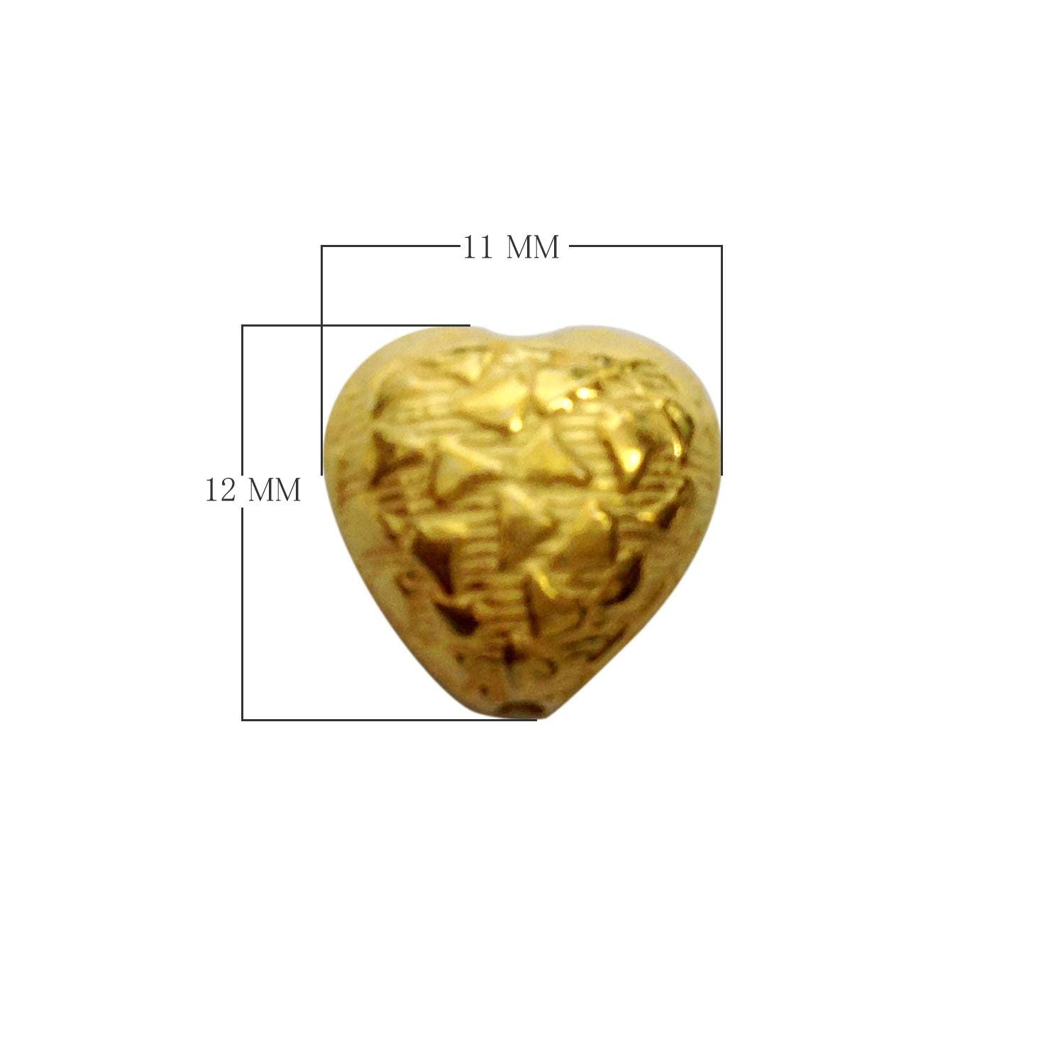 Handcrafted heart-shaped engraved bead made from 18K Gold Overlay Over Copper in India for wholesale jewelry manufacturing.