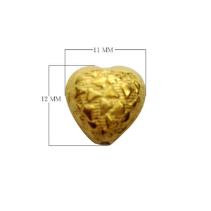 Handcrafted heart-shaped engraved bead made from 18K Gold Overlay Over Copper in India for wholesale jewelry manufacturing.