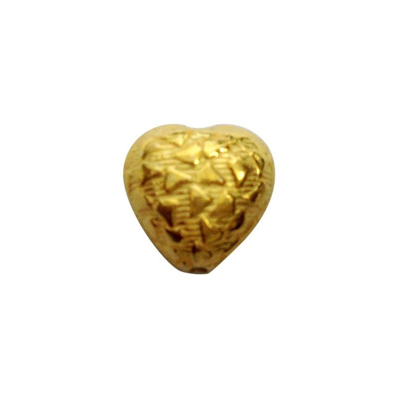 Handcrafted heart-shaped engraved bead made from 18K Gold Overlay Over Copper in India for wholesale jewelry manufacturing.