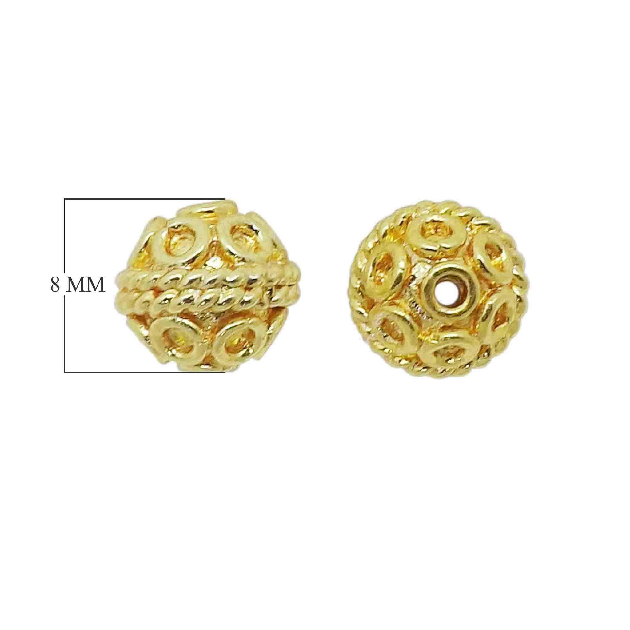 Handcrafted openwork round bead made from 18K Gold Overlay Over Copper in India for wholesale jewelry manufacturing.