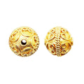 Handcrafted decorative openwork round bead made from 18K Gold Overlay Over Copper in India for wholesale jewelry manufacturing.