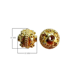 18K Gold Overlay over copper rope-textured granulated round bead from India for wholesale jewelry making