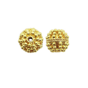 18K Gold Overlay over copper round granulated spacer bead with rope detailing handcrafted in India for wholesale jewelry making