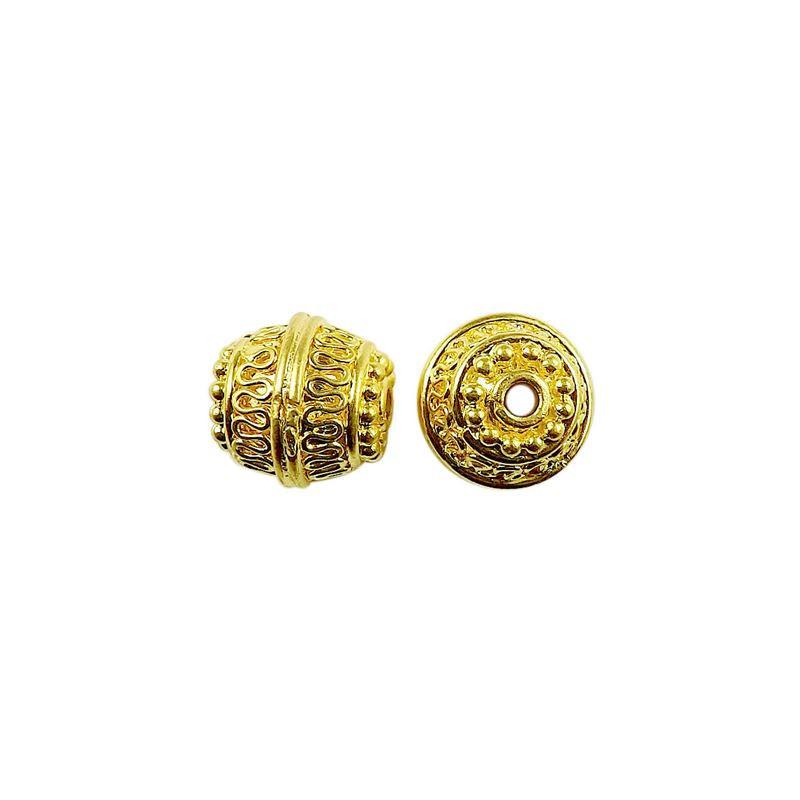18K Gold Overlay over copper round beaded spacer bead with ornate detailing handcrafted in India for wholesale jewelry making
