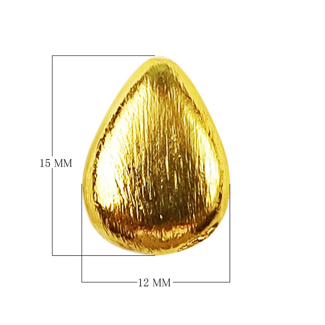 BG-357-15X12MM 18K Gold Overlay Pears Shape Brushed Bead Beads Bali Designs Inc 