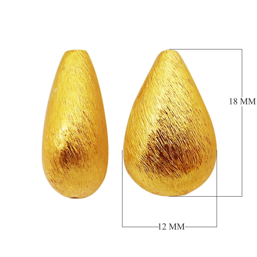 BG-357-18X12MM 18K Gold Overlay Pears Shape Brushed Bead Beads Bali Designs Inc 