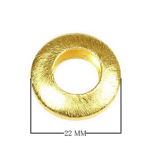 Textured round spacer jewelry component with 18K gold overlay over copper handcrafted in India
