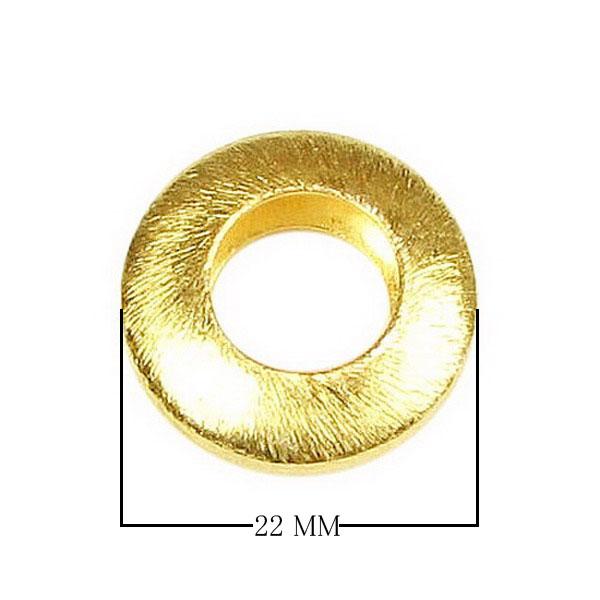 Textured round spacer jewelry component with 18K gold overlay over copper handcrafted in India
