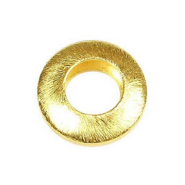 Textured round spacer jewelry component with 18K gold overlay over copper handcrafted in India