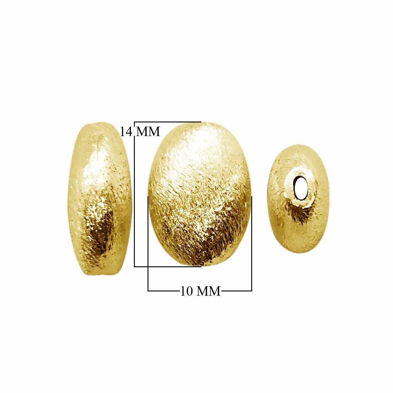 BG-378 18K Gold Overlay Oval Shape Brushed Bead Beads Bali Designs Inc 