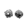 Black rhodium overlay over copper handcrafted textured spherical bead with spiral detailing for wholesale jewelry making
