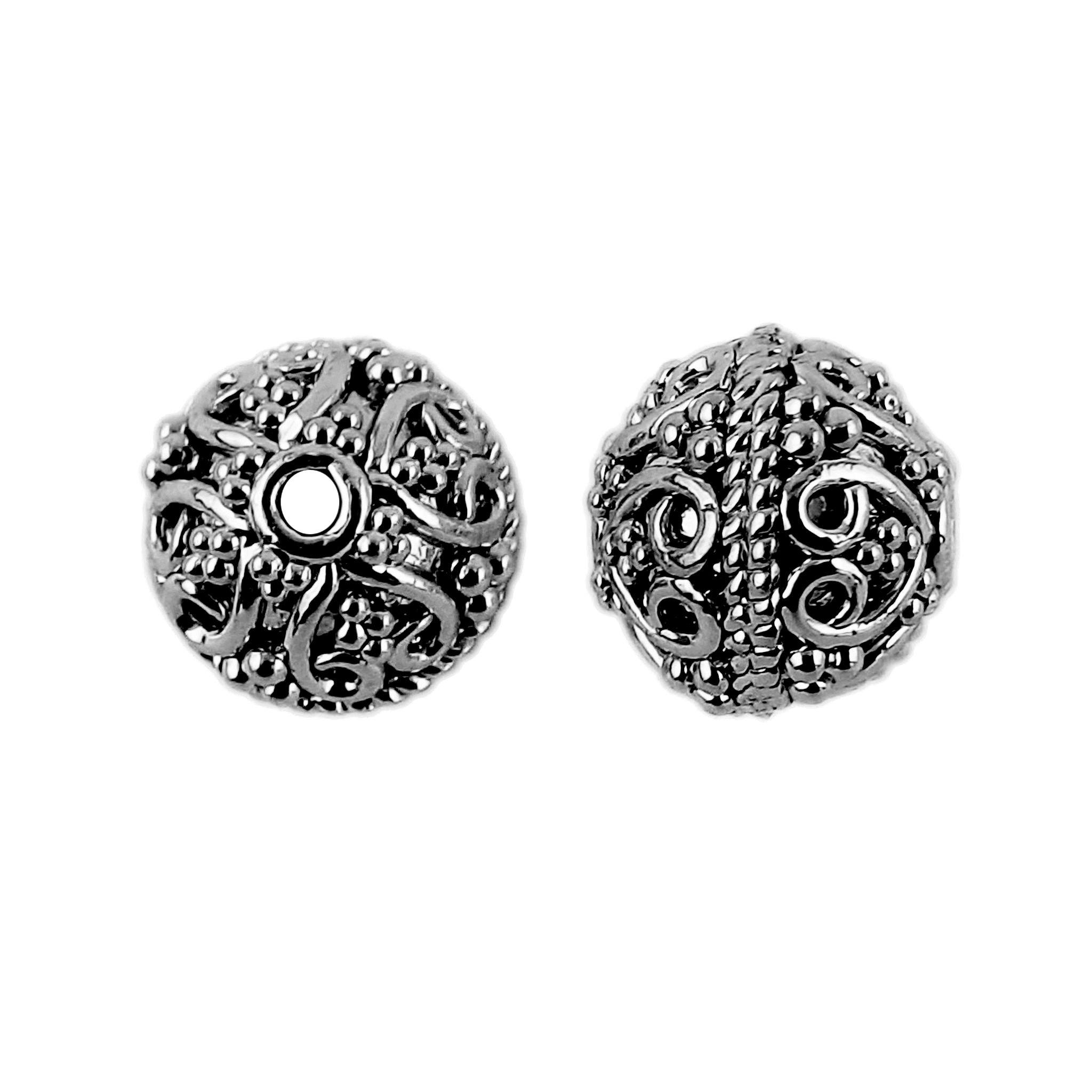 Black rhodium overlay filigree spacer bead over copper handcrafted in India for wholesale jewelry making