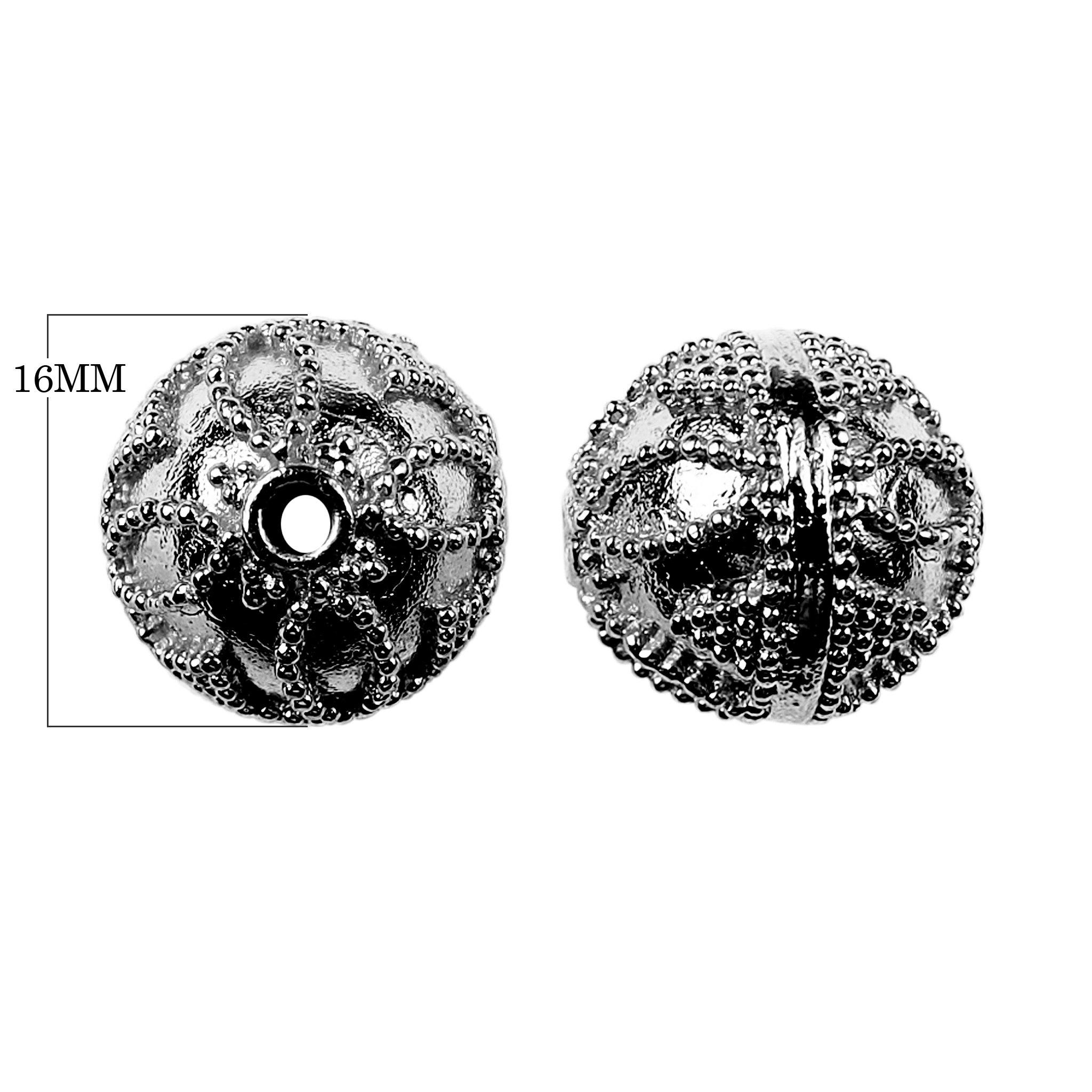 Black rhodium overlay copper handcrafted beaded spherical jewelry component made in India