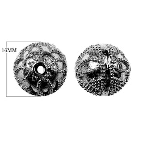 Black rhodium overlay copper handcrafted beaded spherical jewelry component made in India