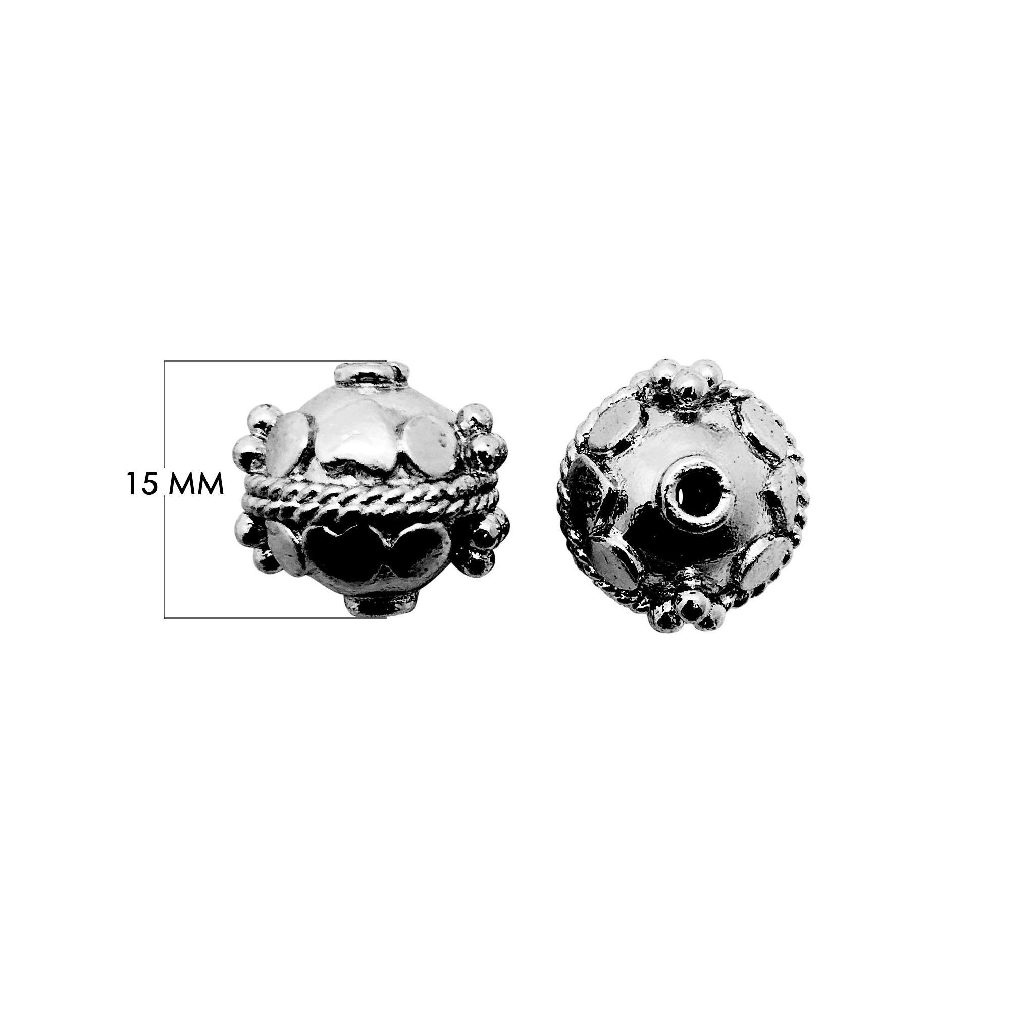 Handcrafted black rhodium overlay copper spacer bead with beaded dome design made in India