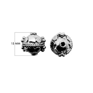 Handcrafted black rhodium overlay copper spacer bead with beaded dome design made in India