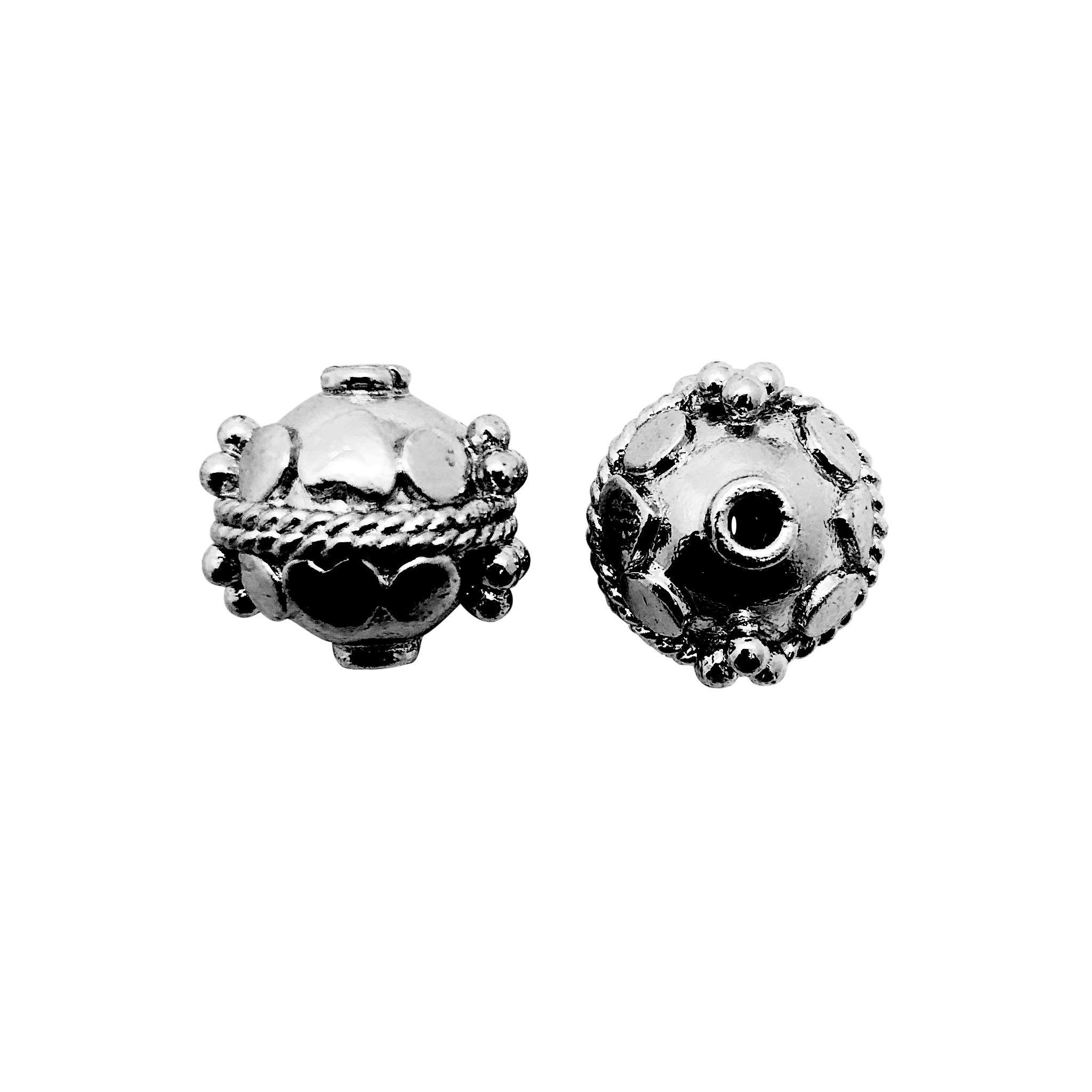Handcrafted black rhodium overlay copper spacer bead with beaded dome design made in India
