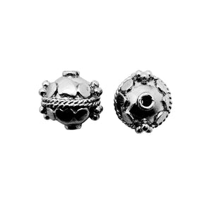 Handcrafted black rhodium overlay copper spacer bead with beaded dome design made in India