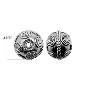 Handcrafted black rhodium overlay copper spherical bead with dotted panel texture made in India for wholesale jewelry production