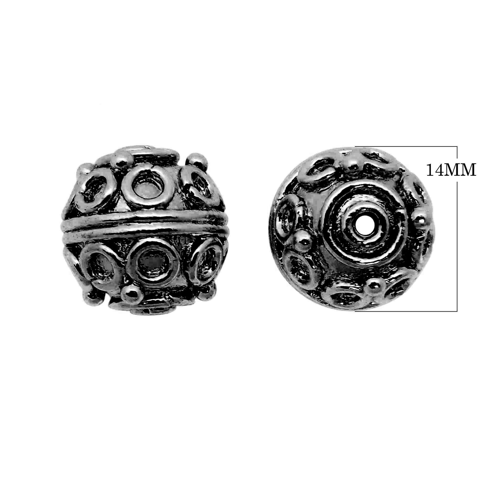Black rhodium overlay round copper bead with dotted Bali design handcrafted in India for wholesale jewelry making