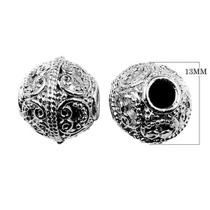 Black rhodium overlay handcrafted bead with antique finish made in India for wholesale jewelry making