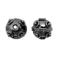 Black rhodium overlay copper spacer bead handcrafted in India with raised circular design for jewelry making