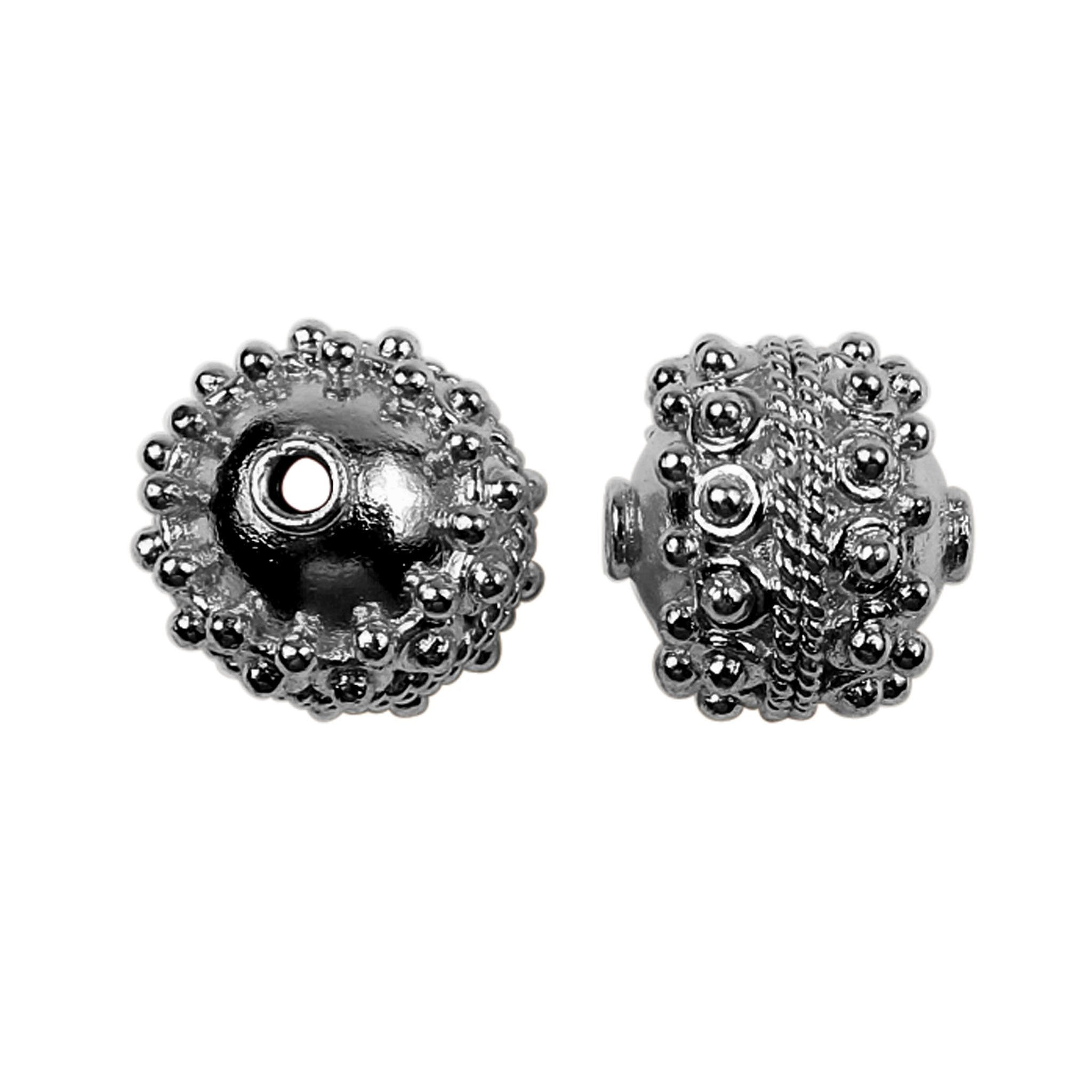 Black rhodium overlay over copper beaded spacer bead handcrafted in India for wholesale jewelry making