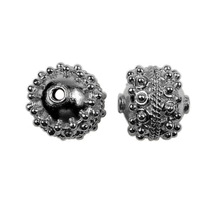 Black rhodium overlay over copper beaded spacer bead handcrafted in India for wholesale jewelry making